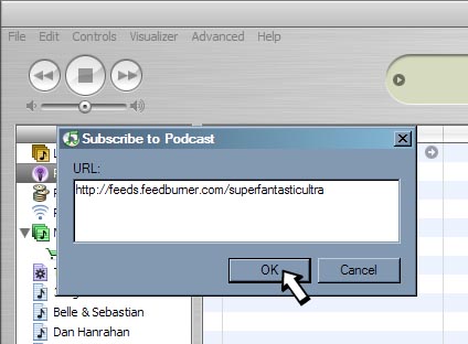 Paste RSS Feed into iTunes